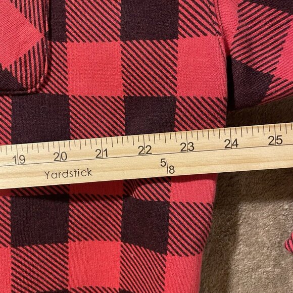 Victoria Secret PINK Shirt M Black Red Checkered Buffalo Plaid Fleece Oversized - Picture 7 of 8
